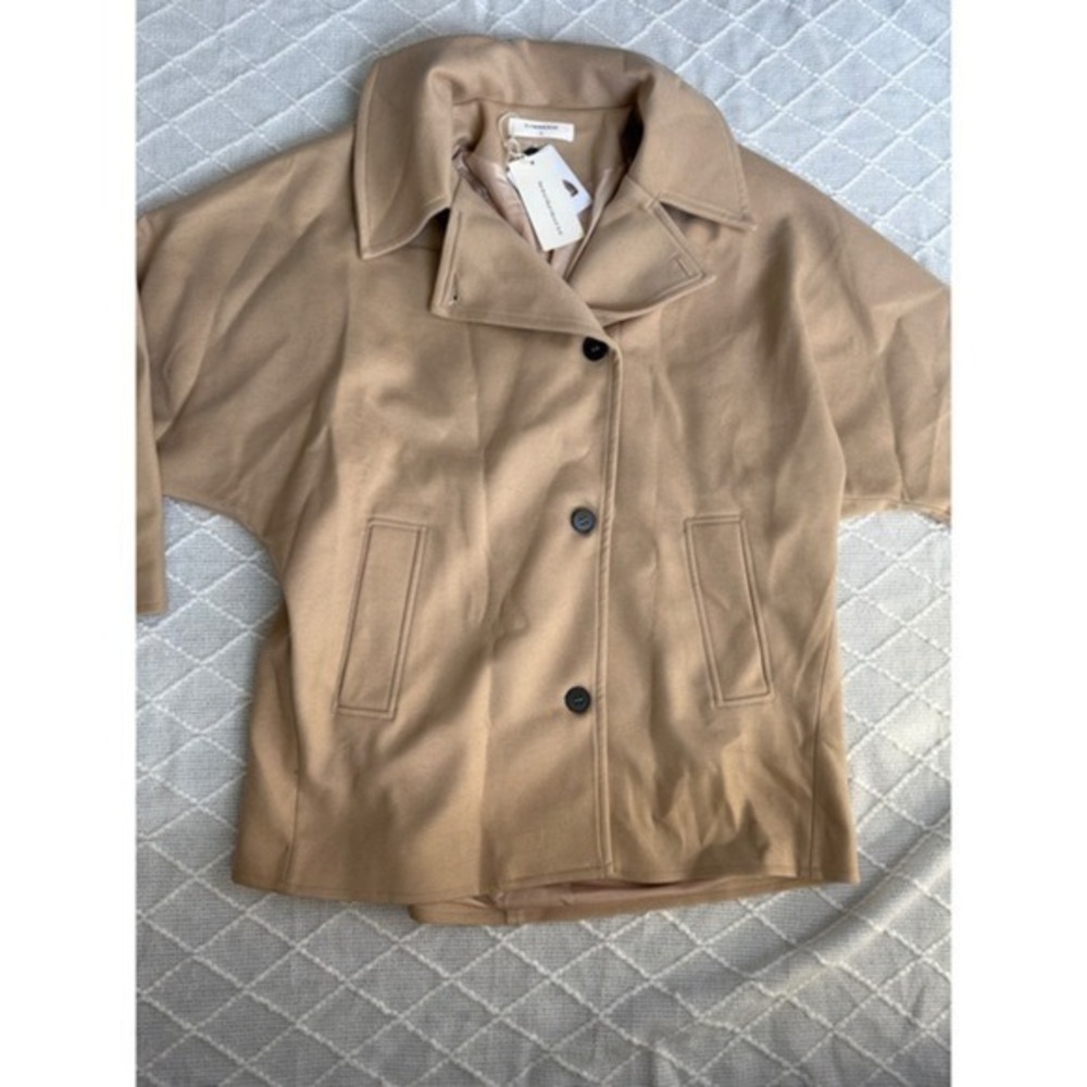 Commense Solid Oversized Pocket Button Coat Khaki… - image 12